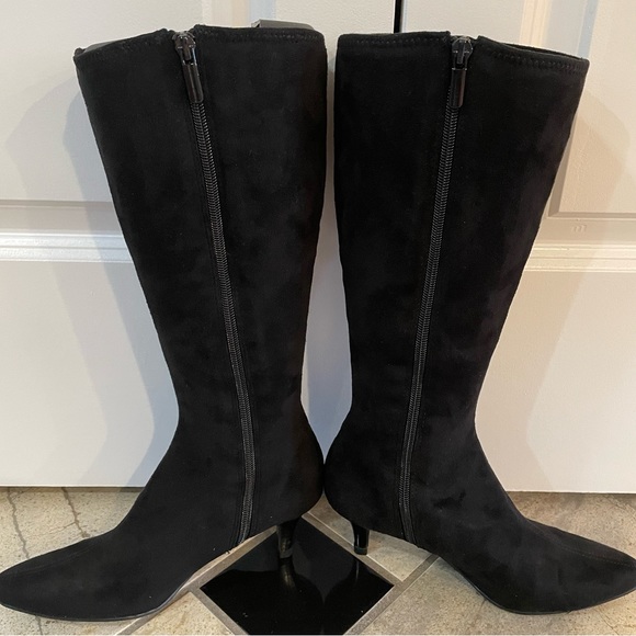 Impo NICKNACK Black Suede Stretch Boots Pointy Toe Size 6 with original box - Picture 4 of 9